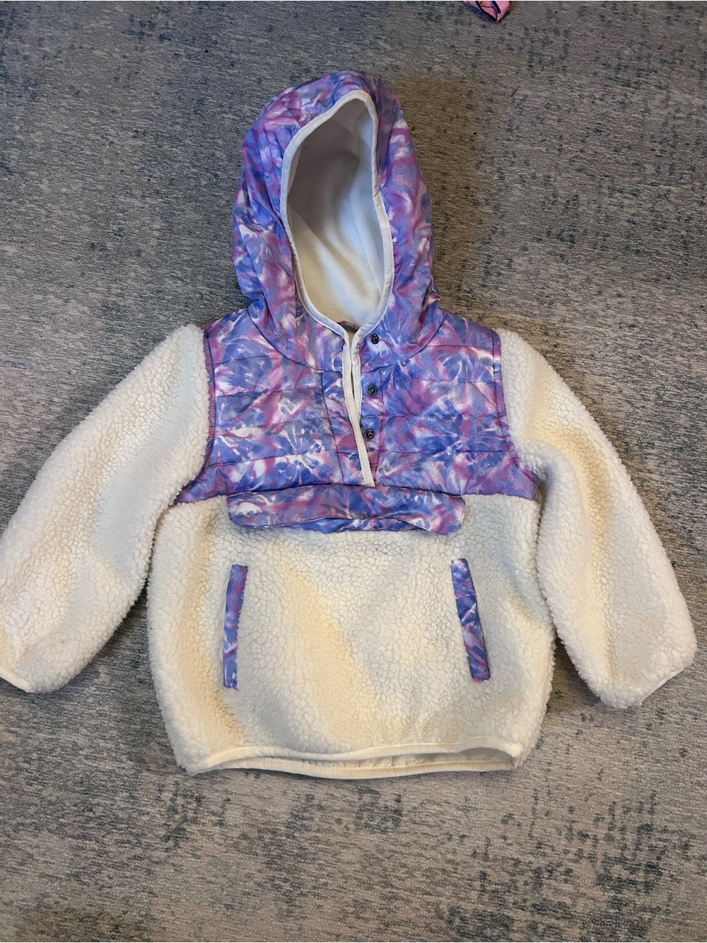 3T White Sherpa Hoodie Pullover